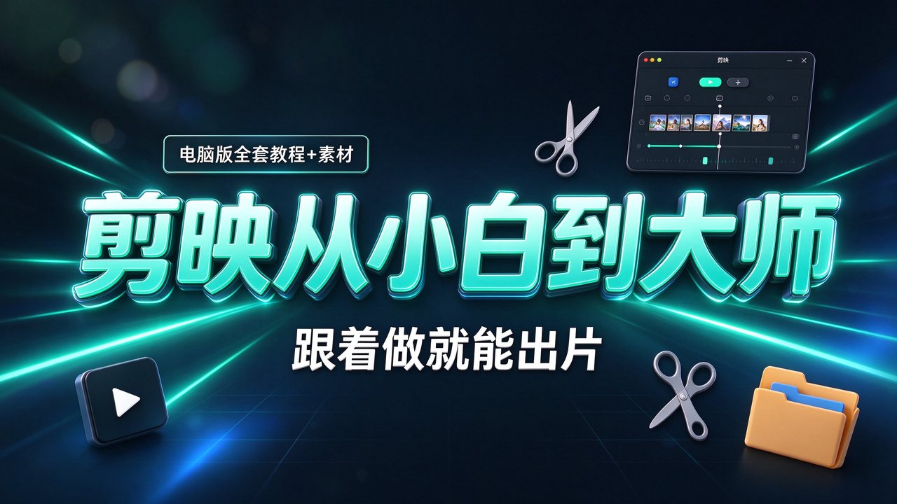 《剪映视频剪辑从小白到大师（电脑版）》教程+PDF+配套素材