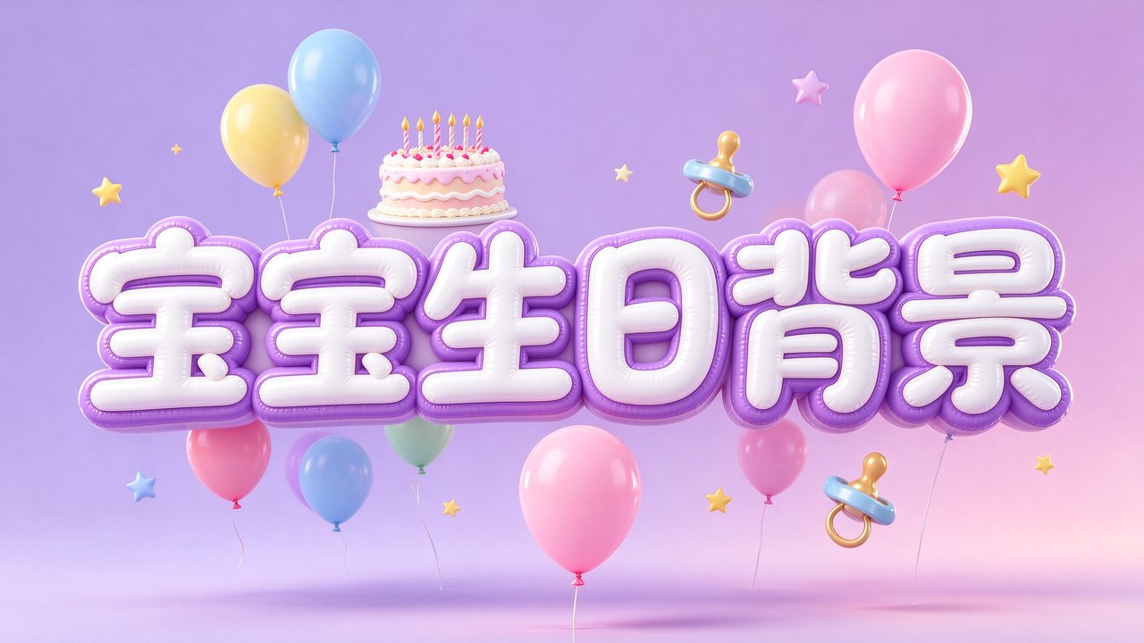 宝宝百天周岁卡通生日背景素材(7套)