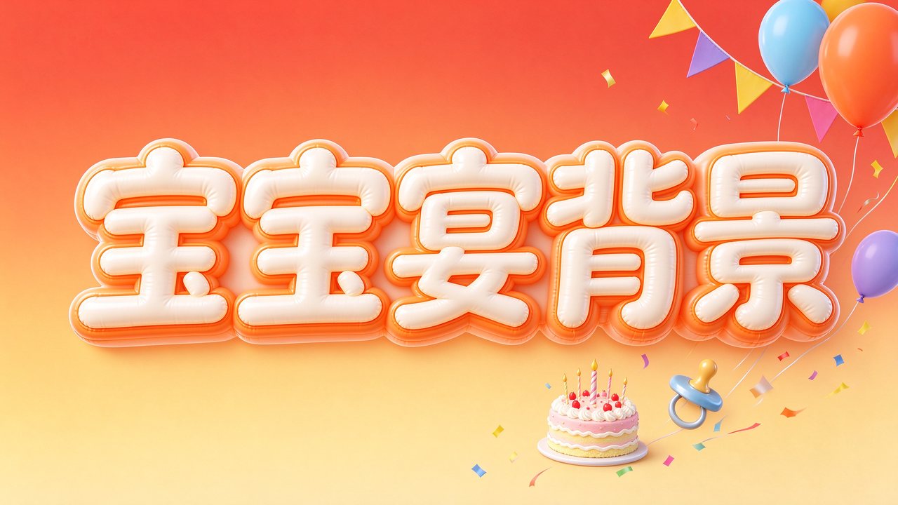 宝宝满月百日周岁宴电视投屏背景图模板(62套)